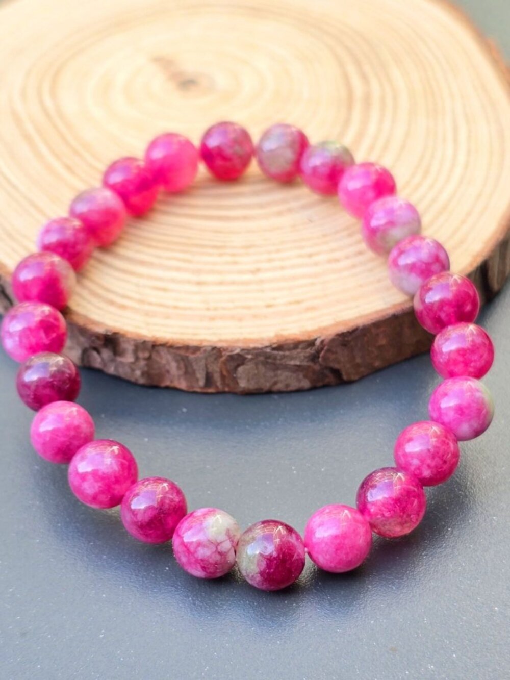 Hand Crafted ✦ Pink Tourmaline Stretch Bracelet ✦ Natural Heart Chakra Gemstone
